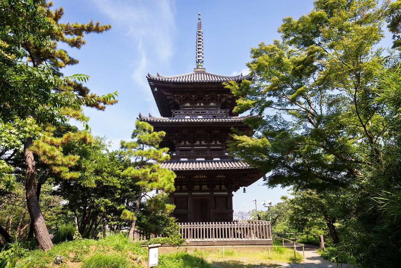 Il faut monter en haut de la colline pour bien admirer la pagode du Tômyô-ji.