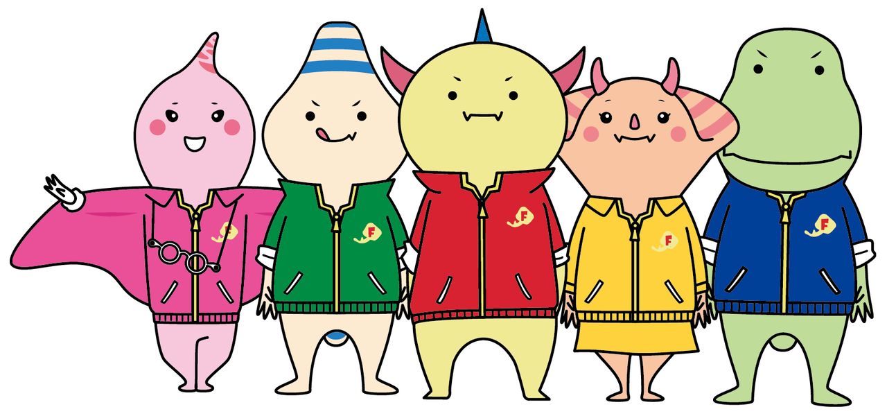 La mascotte officielle de Fukui s’appelle Dino-Happiness et représente un groupe de personnages liés aux dinosaures de la préfecture. (© Préfecture de Fukui)