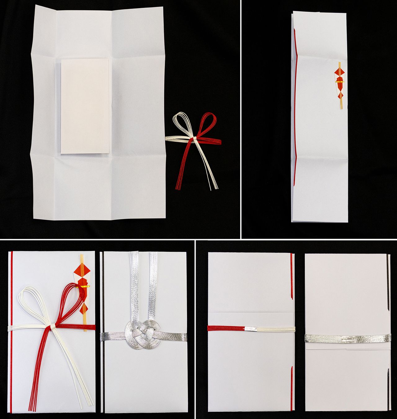 Pliage du orikata et positionnement du mizuhiki (Photo : Nippon.com)