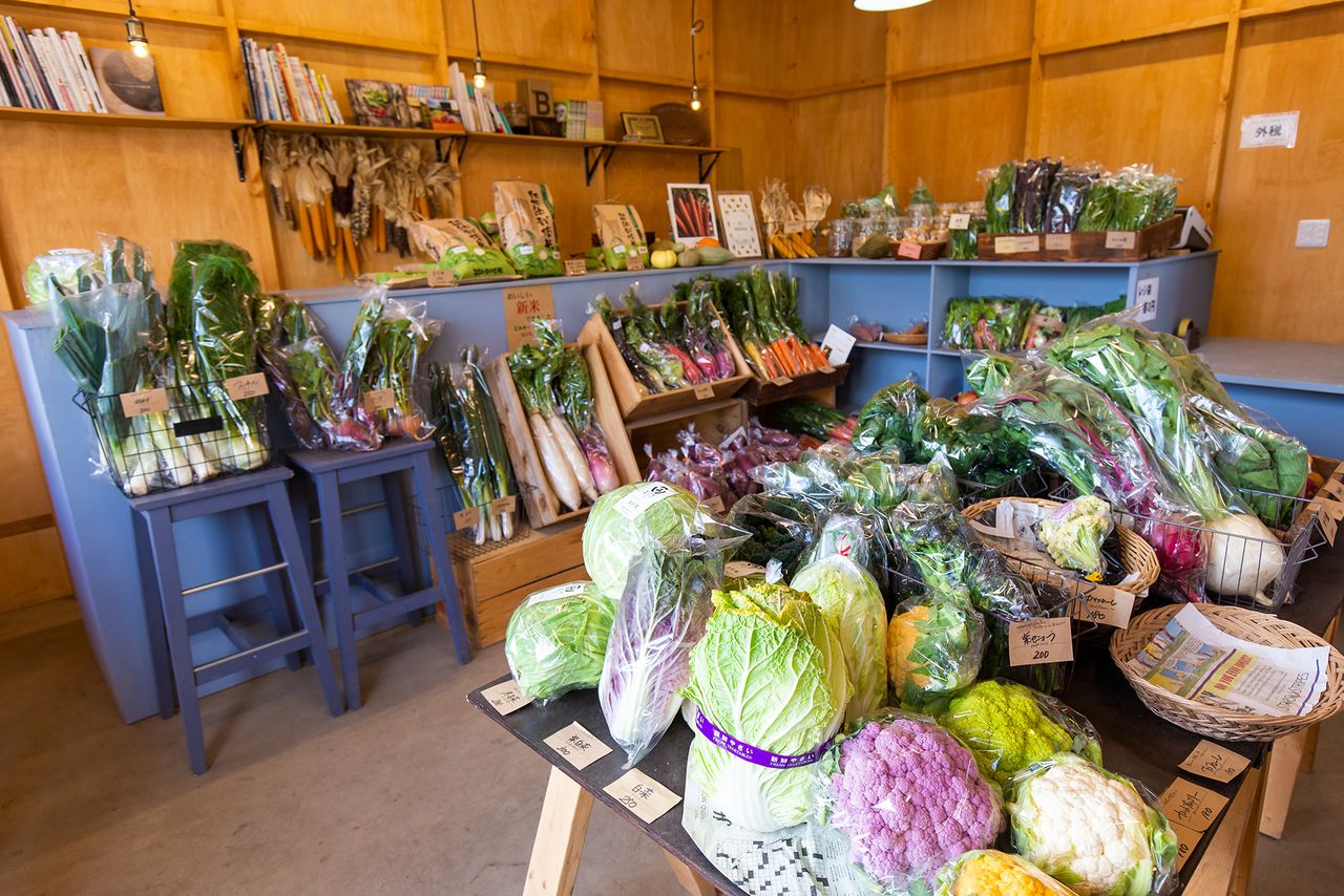 La boutique de la ferme Suzuki propose non seulement des légumes ayant le label « légumes de Kôriyama » mais aussi toutes sortes d’espèces végétales peu courantes.