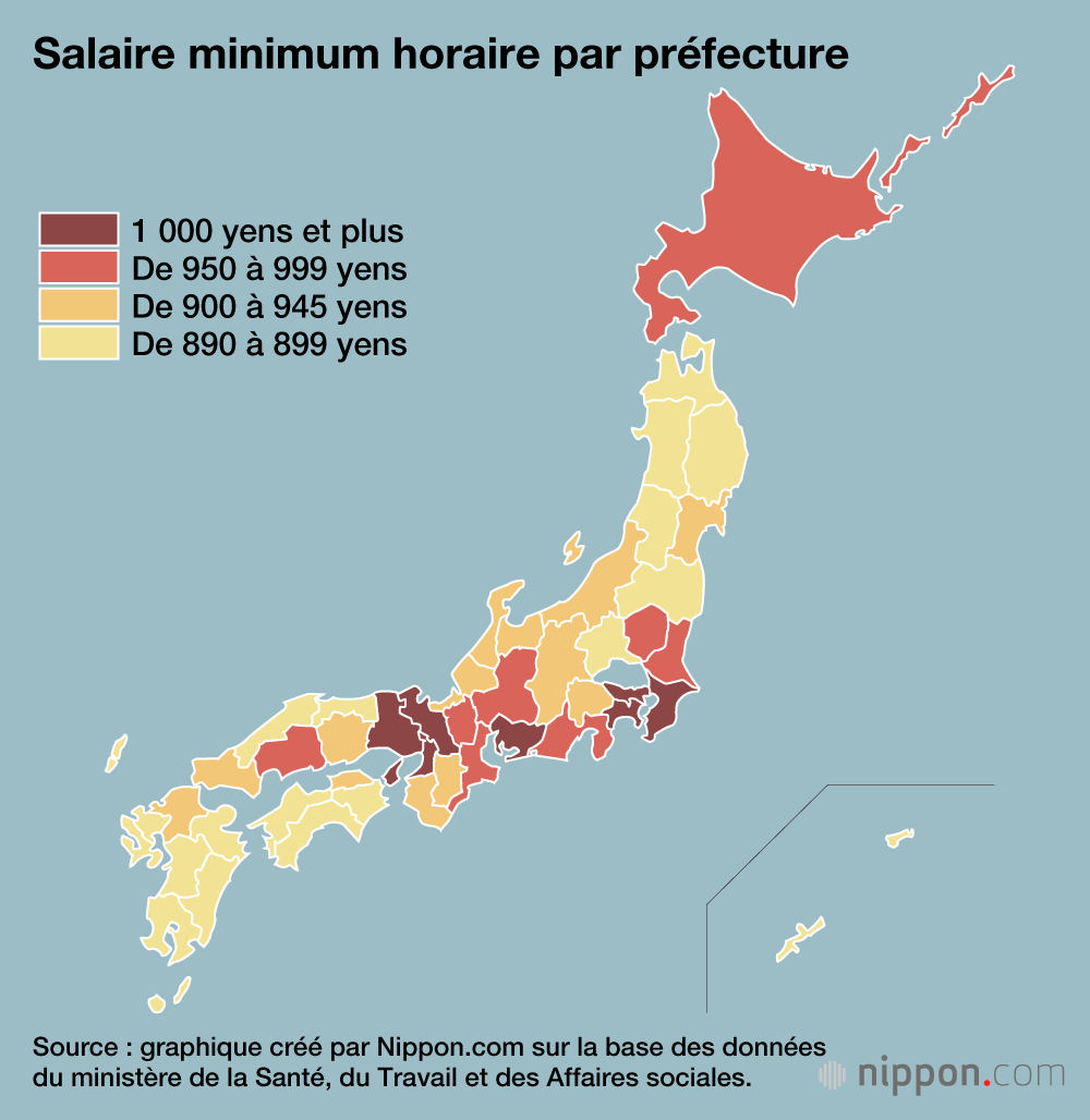 Salaire minimum horaire par préfecture