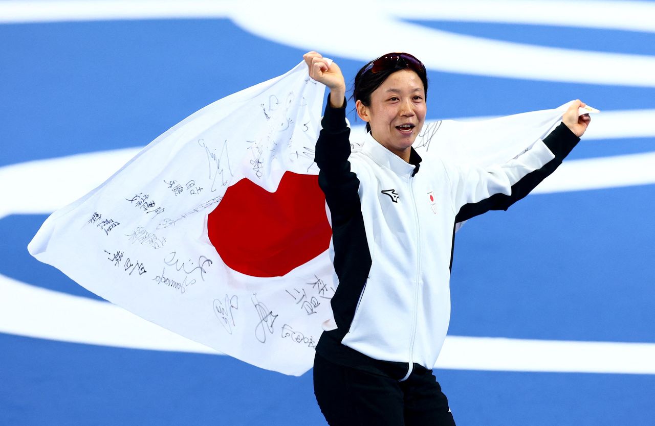Takagi Miho, médaillée de bronze au patinage de vitesse, le 15 février (© Reuters)