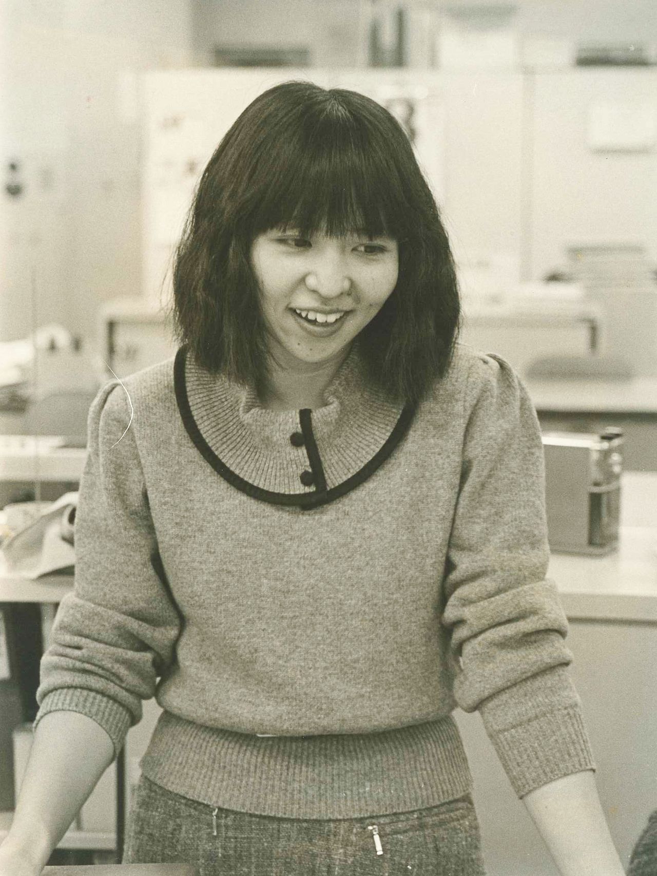 彼女が働いていた羽村テクニカルセンターでスレンテンブームの存在を発見したときの奥田宏子（個人写真）。