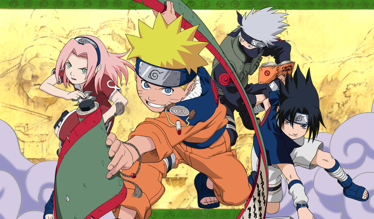En 2002, trois ans après le début de la série, Naruto a été adapté en série anime par le studio Piero, diffusée à la télévision jusqu'en 2017, avec la suite Naruto Shippuden, © Masashi Kishimoto Scott / Shueisha, TV Tokyo, Piero.