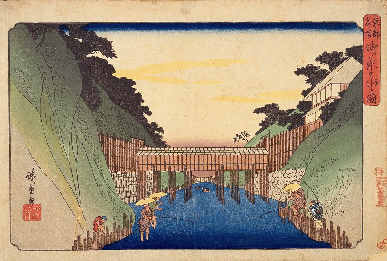 Utagawa Hiroshige, « Sites célèbres de la capitale de l’Est : Ochanomizu » (Tôto meisho : Ochanomizu no zu). Bibliothèque nationale de la Diète.