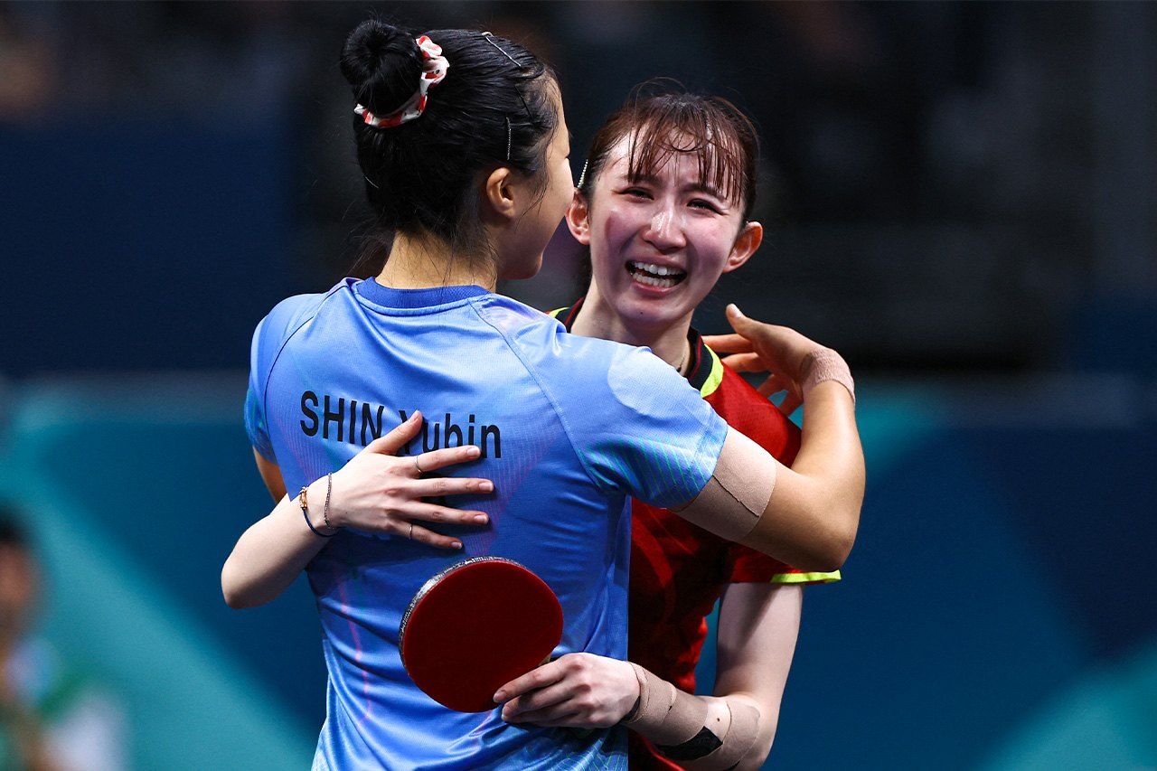 Pour sa première participation, l’un des espoirs de ces JO de Paris a réussi à obtenir le bronze en battant la Sud-coréenne Shin Yu-bin (4-2). (Reuters)