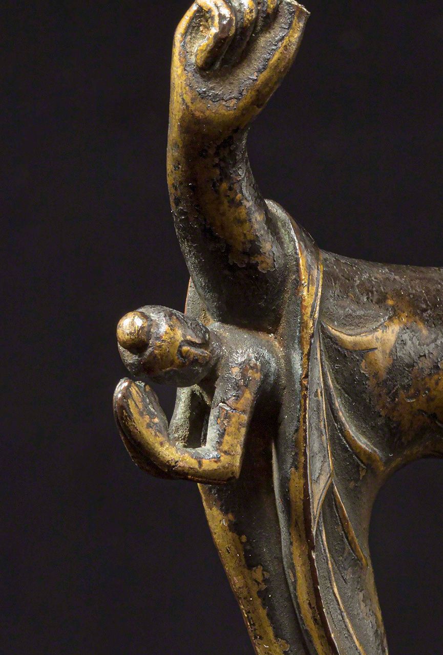 La naissance du Bouddha. On le voit &eacute;mergeant de la manche droite de sa m&egrave;re.