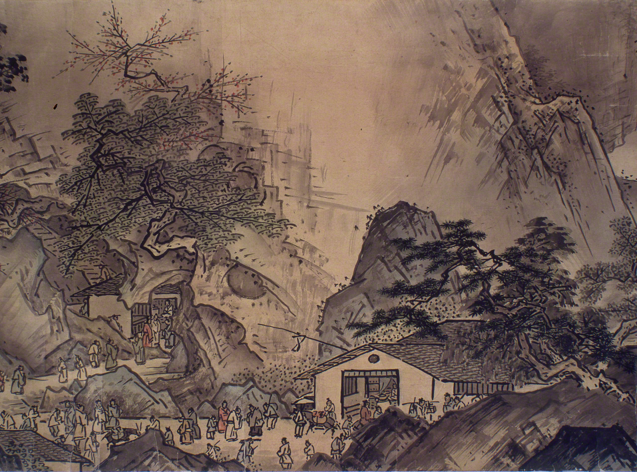 Détail de Sansui chôkan (Long rouleau paysager), Trésor national. (Avec l’aimable autorisation du Musée Mohri)