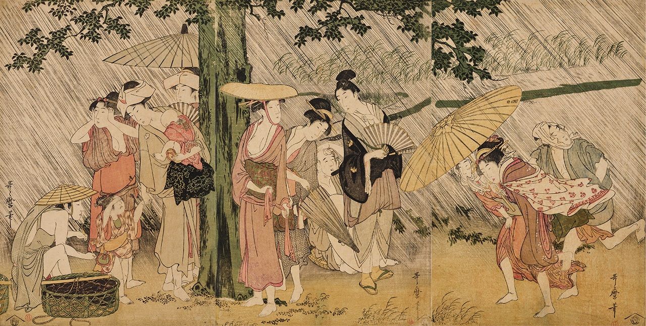 « Sous un arbre à l’abri de la pluie » (Taiboku no shita no amayadori, vers 1799-1800). (Avec l’aimable autorisation du Tokyo National Museum/Colbase)