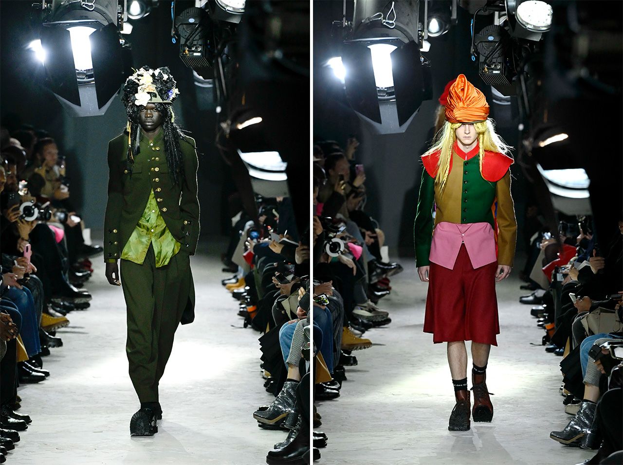 Réaffirmant son aversion pour la guerre, Kawakubo Rei a intitulé sa collection automne-hiver 2025-2026 « The hell with war ». (© Ôhara Hirokazu)