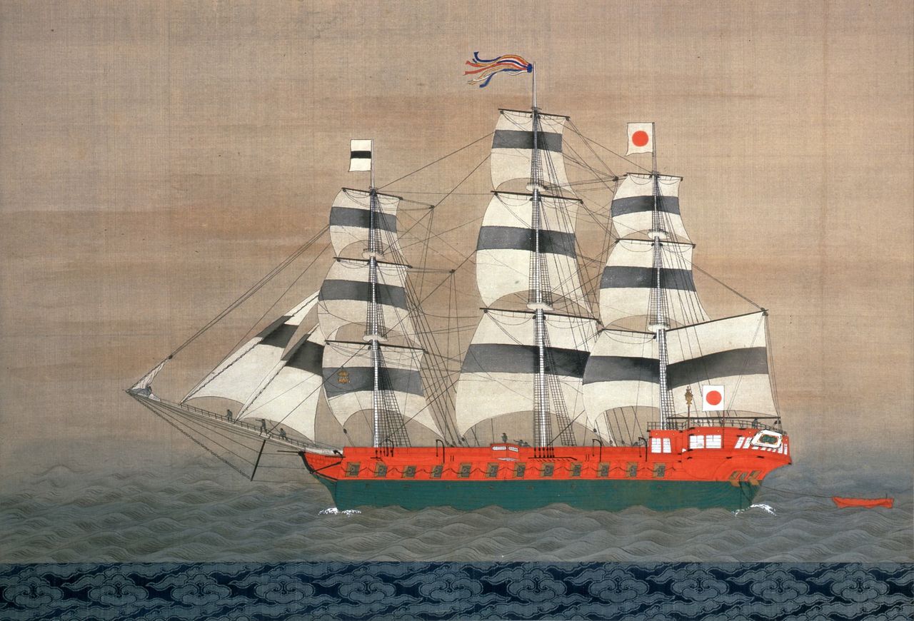L’Asahimaru, un voilier de type occidental construit en 1856 à la fin de l’époque d’Edo sur ordre du shogunat. (Avec l’aimable autorisation du Musée des sciences maritimes)