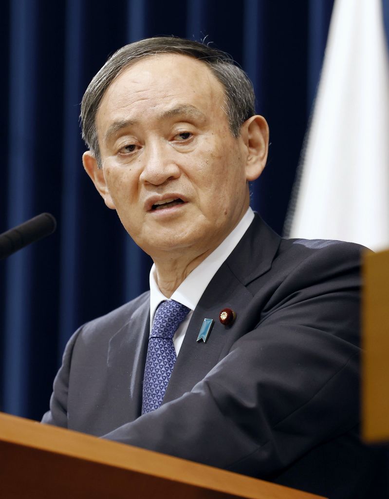 Le Premier ministre Suga Yoshide déclare pour la seconde fois l’état d’urgence le 7 janvier 2021. (Kyodo)