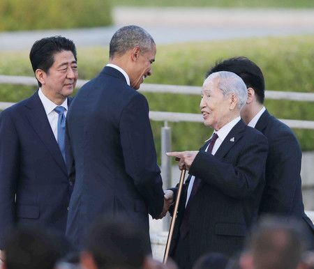 Tsuboi Sunao et Barack Obama le 27 mai 2016 à Hiroshima