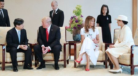 Le couple présidentiel américain s'est entretenu avec l'empereur Naruhito et l'impératrice Masako, au palais impérial à Tokyo, le lundi 27 mai.