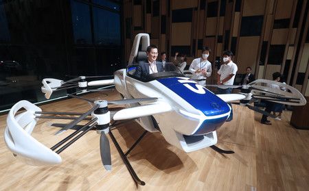La voiture volante modèle SD-03 de la société nippone Skydrive, présentée lors d'une expostion en août 2020.