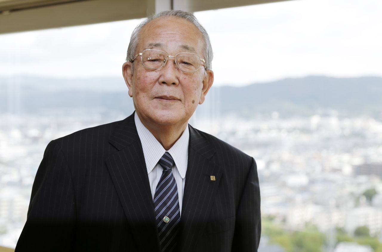 Inamori Kazuo en 2015, alors président honoraire de Kyocera, le 18 septembre 2015 (Jiji Press).