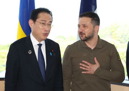 Le Premier ministre Kishida et le président Zelensky lors de leur recontre au G7 de Hiroshima le 21 mai dernier.