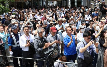 Un rassemblement pour assister à un discours de campagne à Tokyo, le 20 juin.