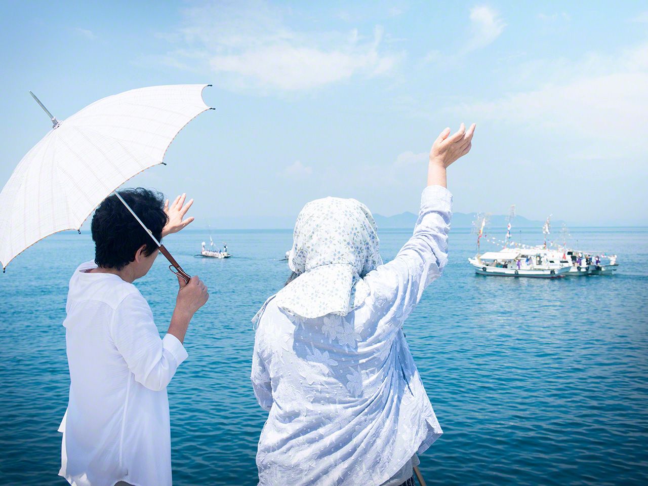 遙望4年1次的神舞祭神儀式的開船儀式(祝島)