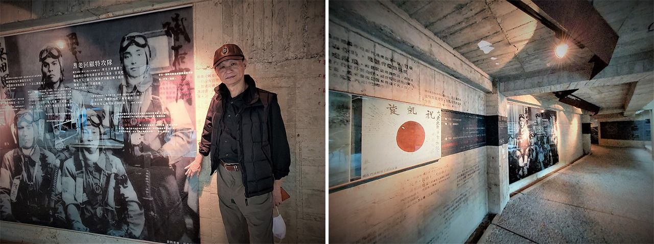 在地文史工作者楊基山先生在戰爭紀念館的走廊進行導覽