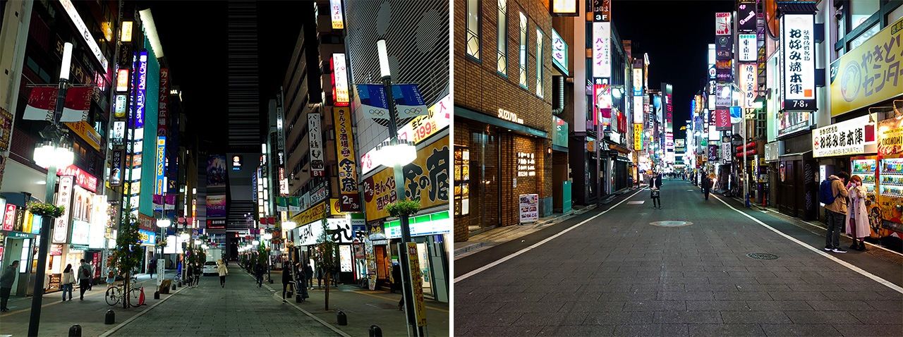 冷清的歌舞伎町街頭（筆者攝影）