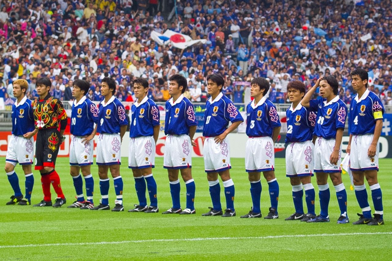 法國世界盃日本對牙買加一役披掛上陣的11位代表隊先發選手,1998年6月26日,法國里昂(時事)