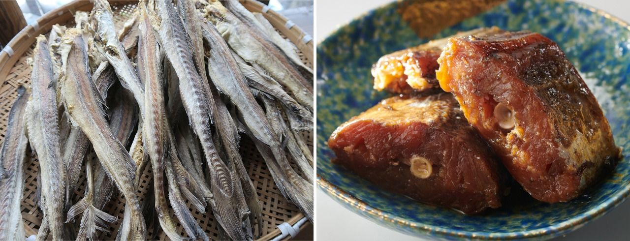 左:棒鱈(PIXTA)右:山形縣的燉棒鱈(農林水產省 「日本傳統食圖鑑」)