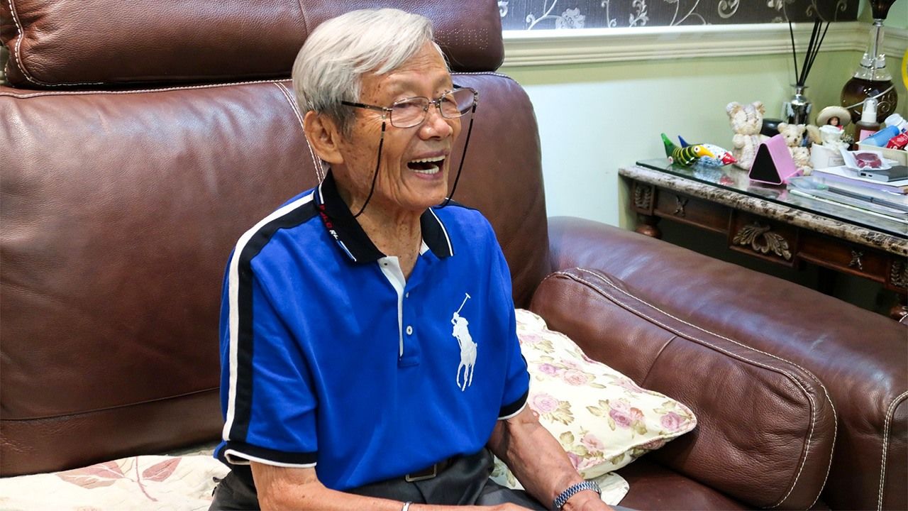 蕭錦文。年逾90的他，現在仍持續述說著自身的戰爭經歷（筆者攝影）