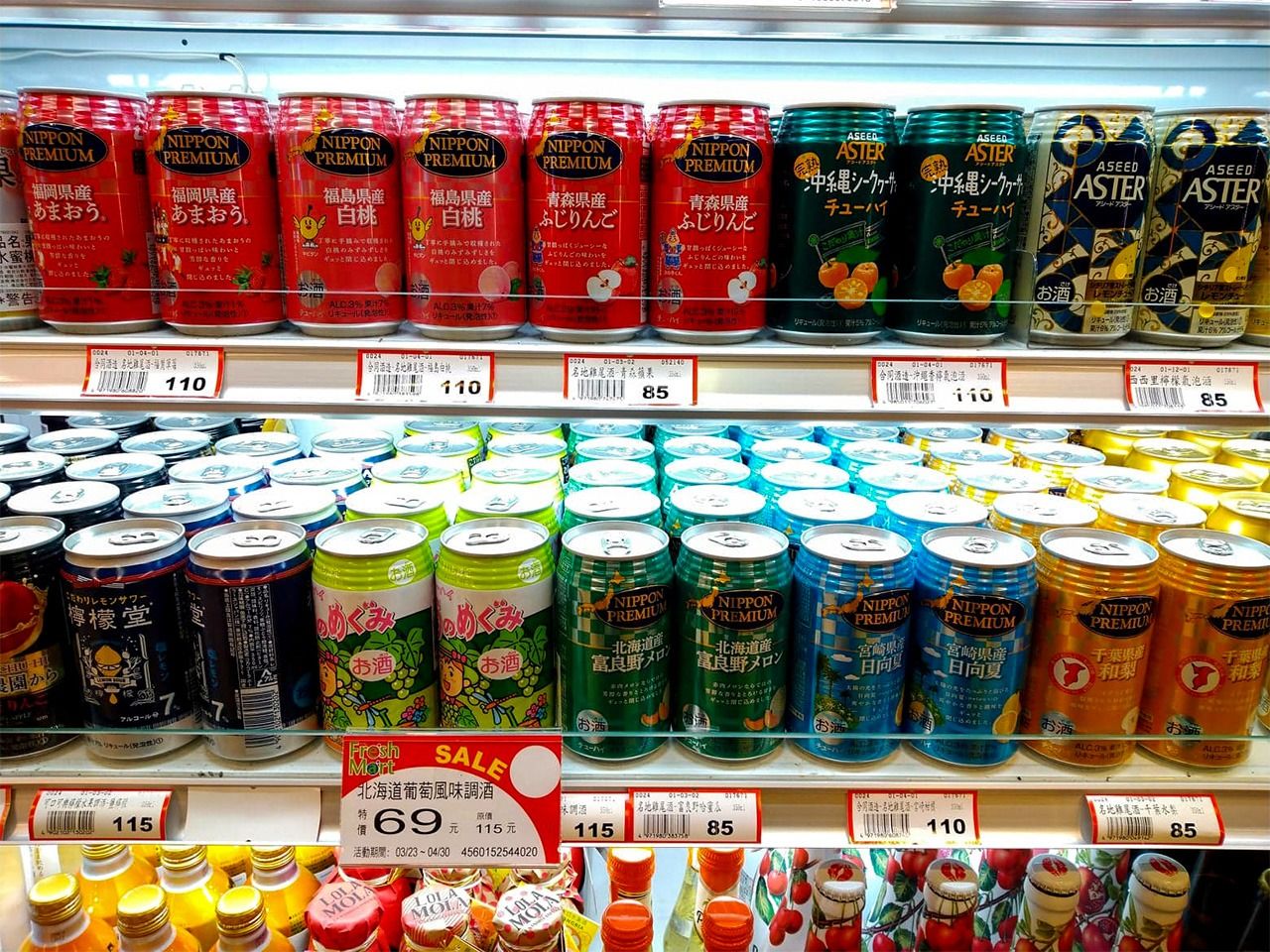 台灣百貨公司的日本飲料專櫃，許多水果沙瓦成為填補無法去日本旅遊遺憾的代替品（作者自攝）