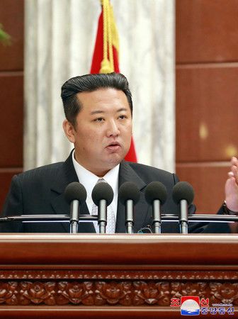北韓朝鮮勞動黨總書記金正恩＝2021年12月、平壤（朝鮮通信・時事）