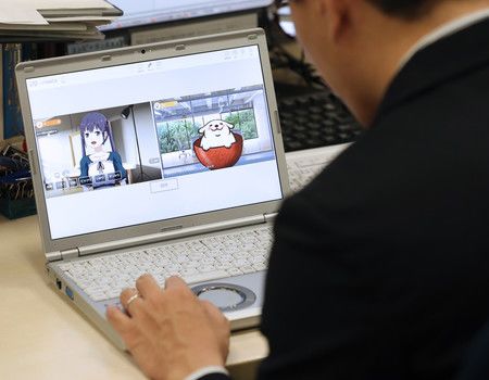 可以使用虛擬人像分身的網路會議工具程式「vmeets」（13日上午、東京都中央區）