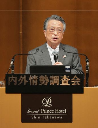 在内外情勢調査會上講演的日本政府観光局理事長清野智=20日下午、東京都港區