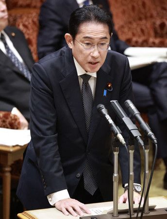 在參議院預算委員會上就訪問烏克蘭發表講話的日本首相岸田文雄＝23日下午，國會內。