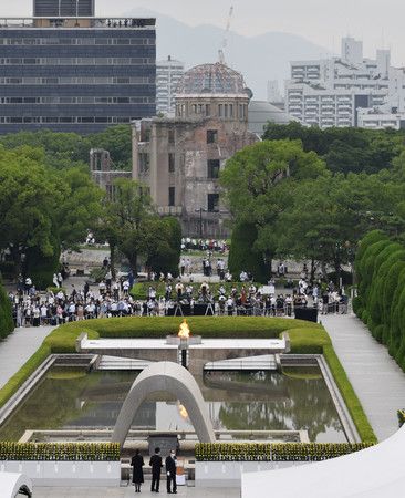 儀式開始的和平紀念公園（8月6日上午於廣島市中區）