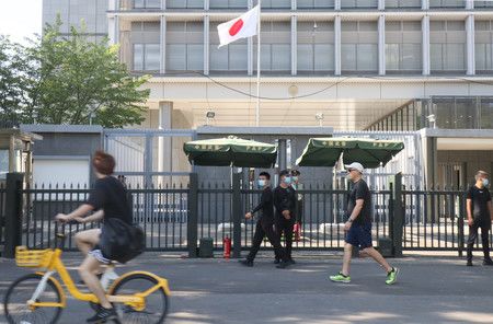東京電力福島第一核電廠處理水排入大海後，日本駐北京大使館加強安保＝28日