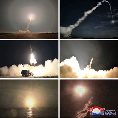 北韓在30日於平壤國際機場發射彈道飛彈（朝鮮通信・時事）