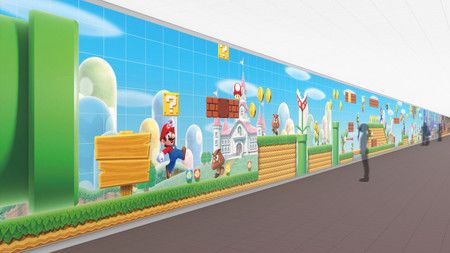 預定於京都市四條通地下通道常態性展示的人氣遊戲「超級瑪利歐」世界的影像（C）Nintendo（任天堂提供）
