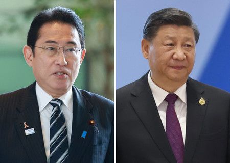 首相岸田文雄（照片左）與中國國家主席習近平