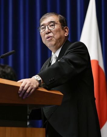 日本首相石破茂召開記者會=11日下午、首相官邸(代表攝影)