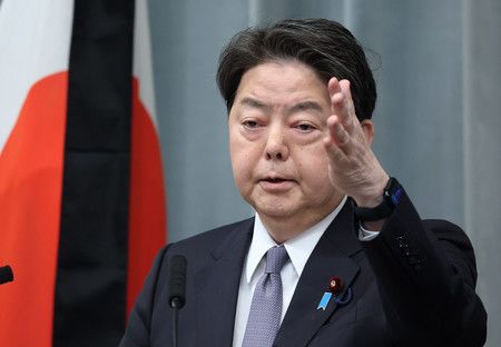 日本內閣官房長官林芳正召開記者會=26日上午、首相官邸
