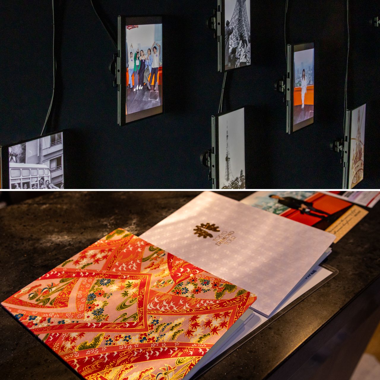 記念写真は専用通路のモニターに映し出される。DIAMOND TOUR参加者は特製フレーム入りでプレゼントされる