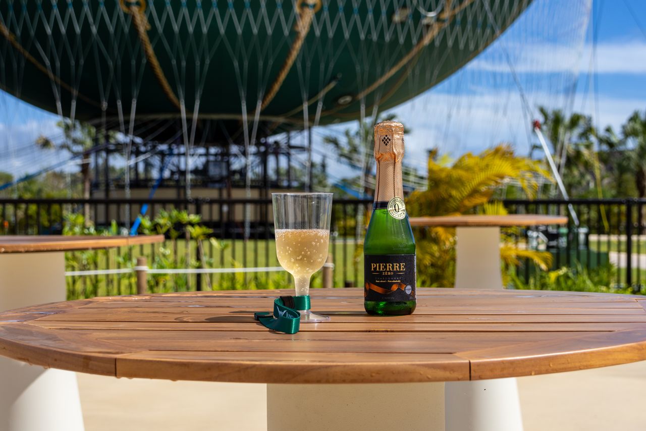 気球に乗って森と水平線を眼下に乾杯すれば、この上ない贅沢な休日に