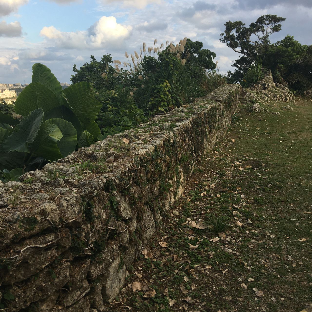 石積みの城壁は戦後に大部分が失われ、現在も復元途中である 撮影=北崎二郎