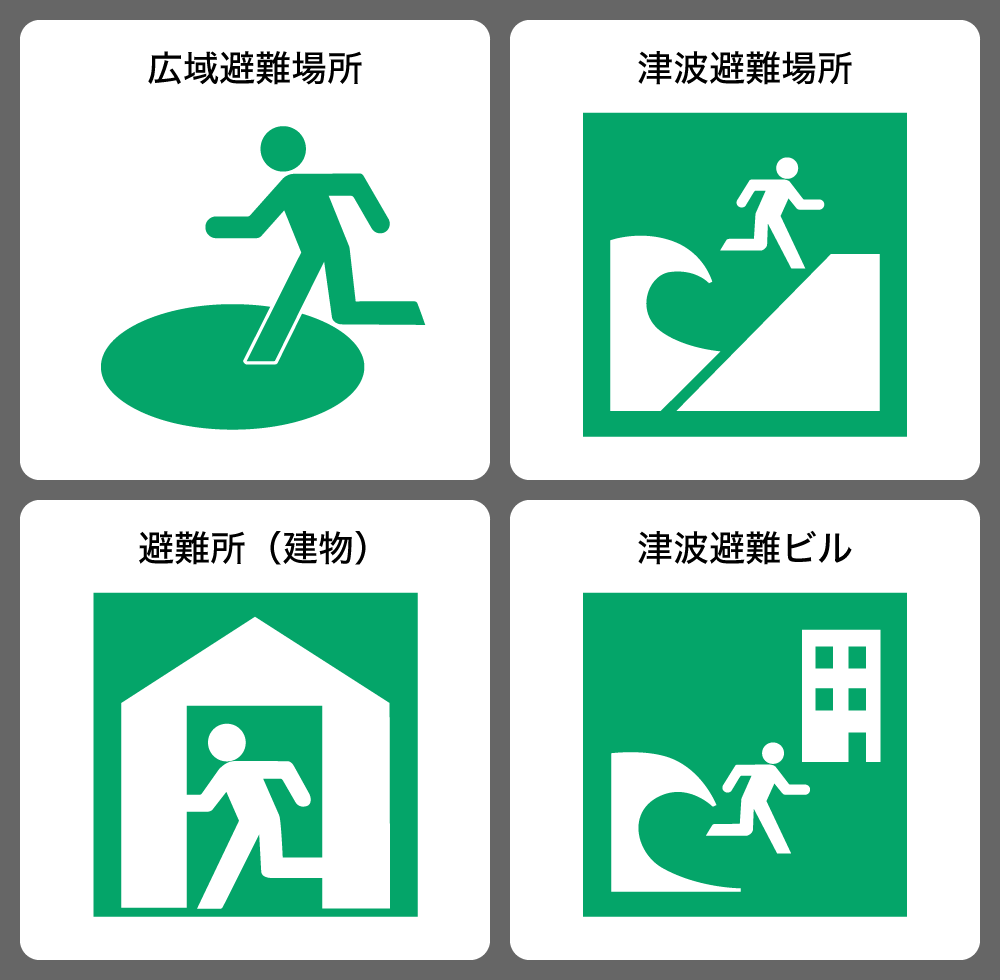 標識は屋外か屋内かをピクトグラムで伝える(PIXTA)