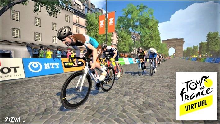 2020年7月に開催された「バーチャル ツール・ド・フランス」。2019年総合優勝者のエガン・ベルナルら世界のトップ選手たちがエントリーした(Zwift)