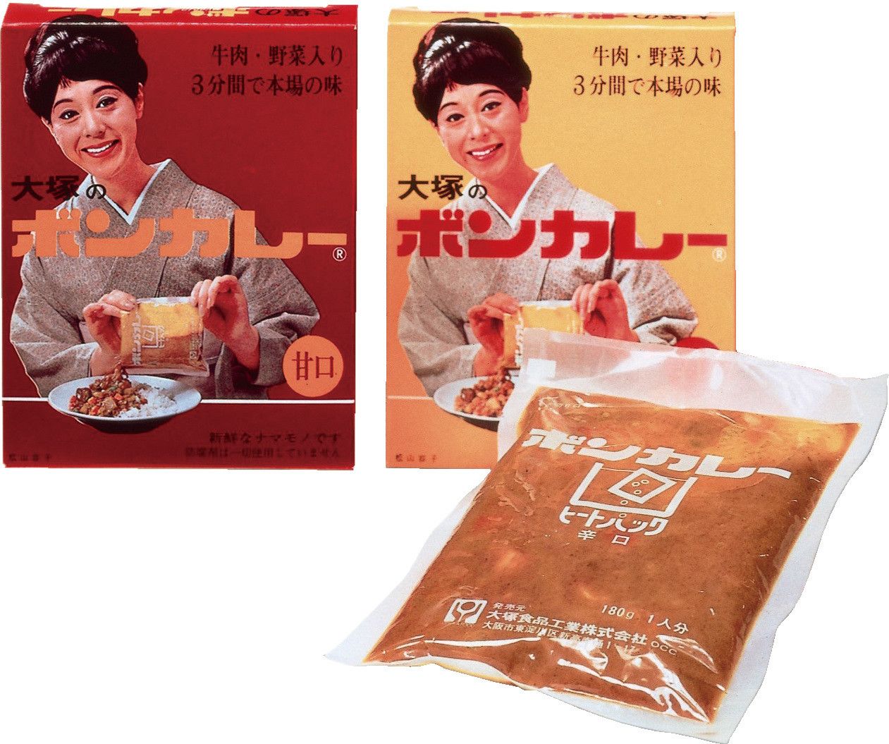 1968年 販売開始時のボンカレー（大塚食品提供）（時事）