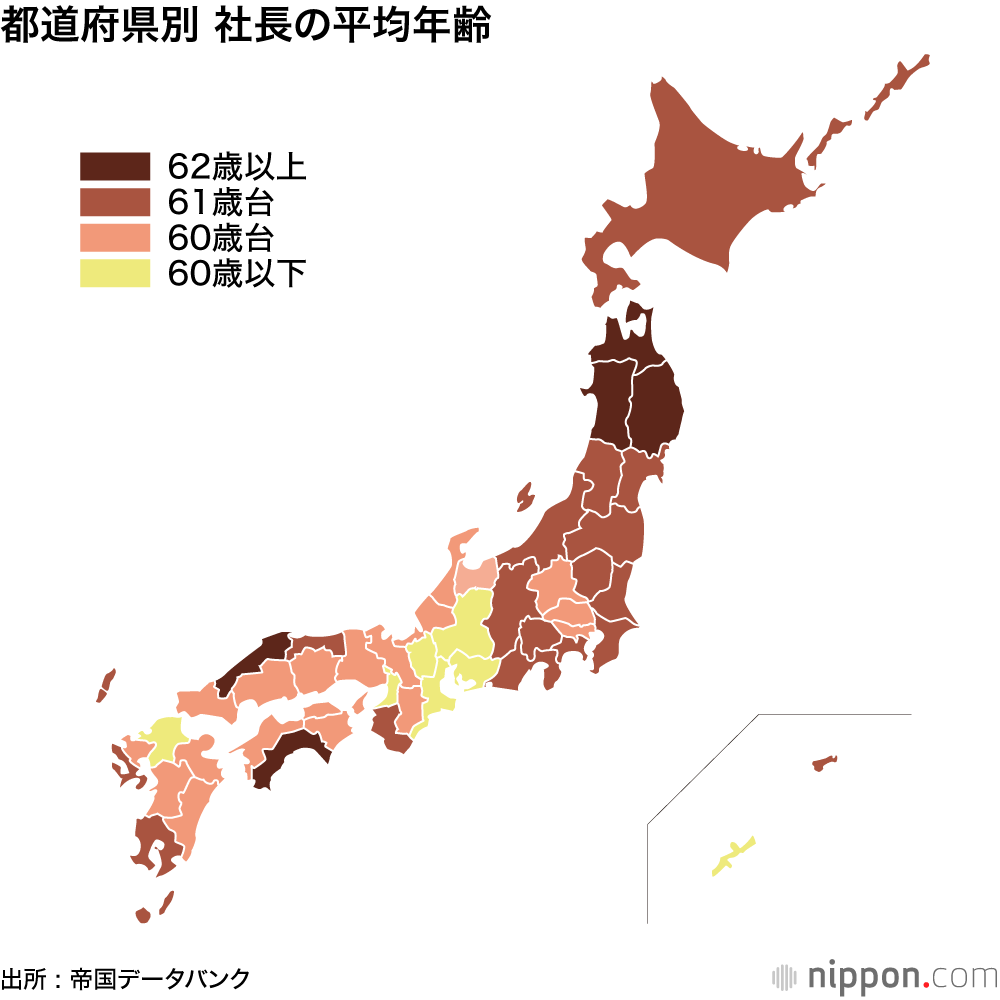 都道府県別 社長の平均年齢