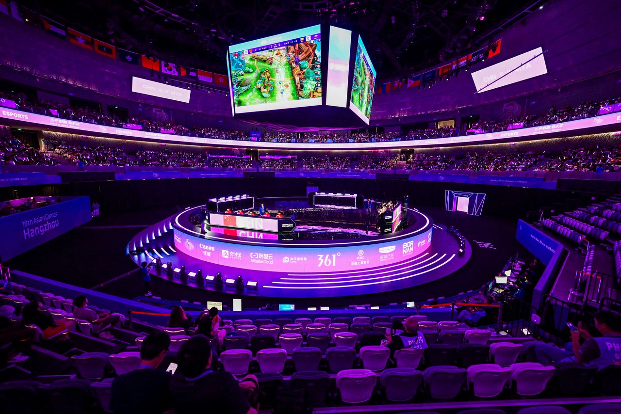 杭州アジア大会でのeスポーツ会場=2023年9月(AFP=時事)