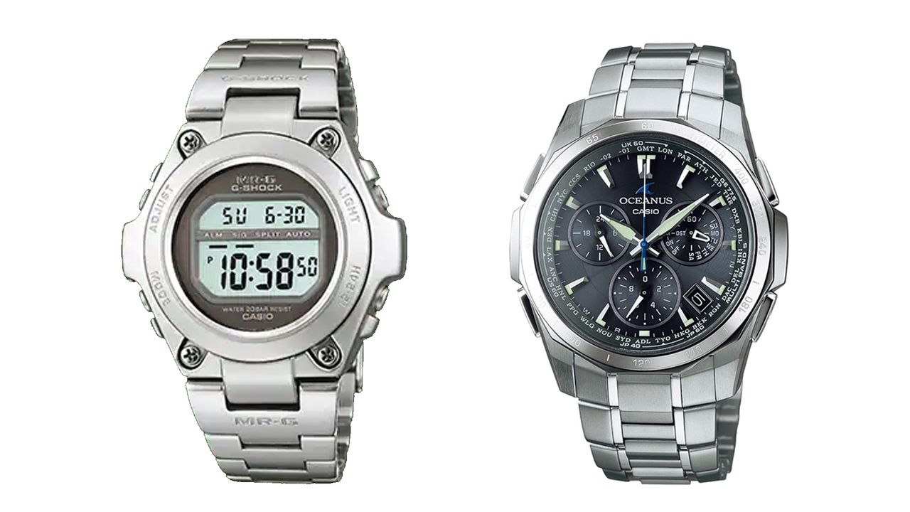 左が1996年発売のMR-G「MRG-100」、右がOCEANUSの初代Manta「OCW-S1000」 画像提供:カシオ計算機