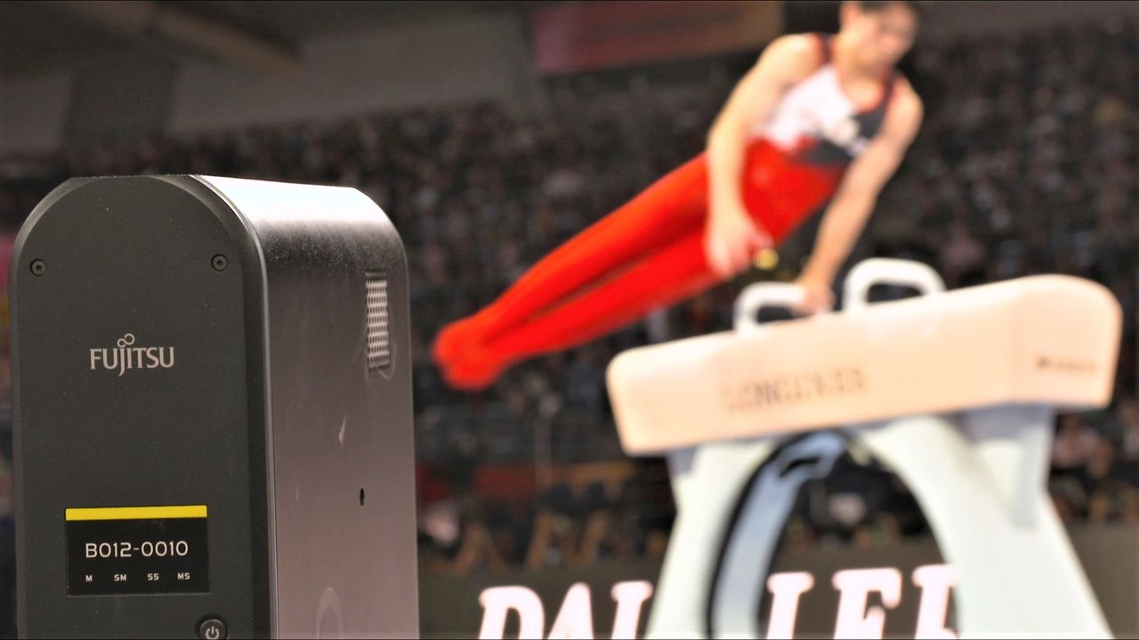 競技場に設置された3Dセンサー。人体のマーカーなしで競技中の動きを測定する技術は画期的だった